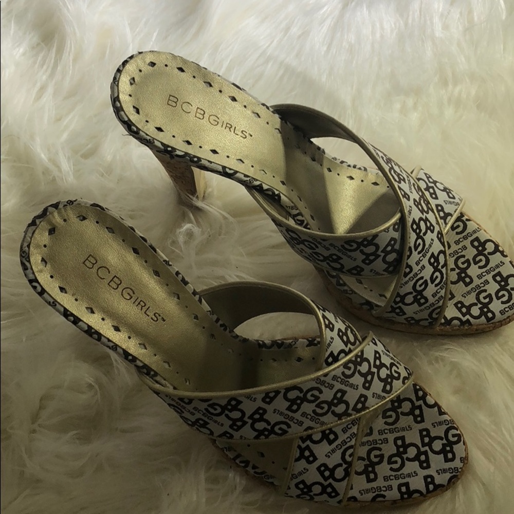 BCBGirls high heel sandals slip on cork